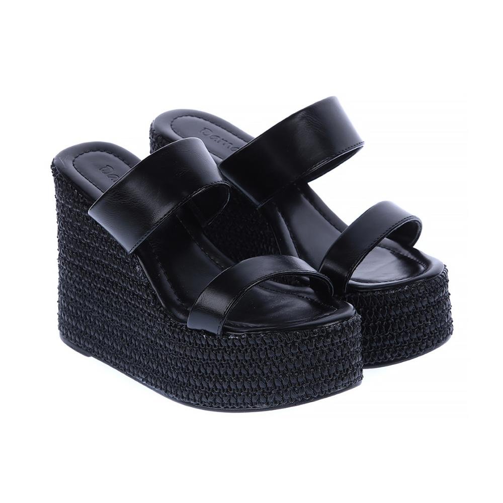 Michelle - Tamanco Plataforma Tressê Preta Preto 3