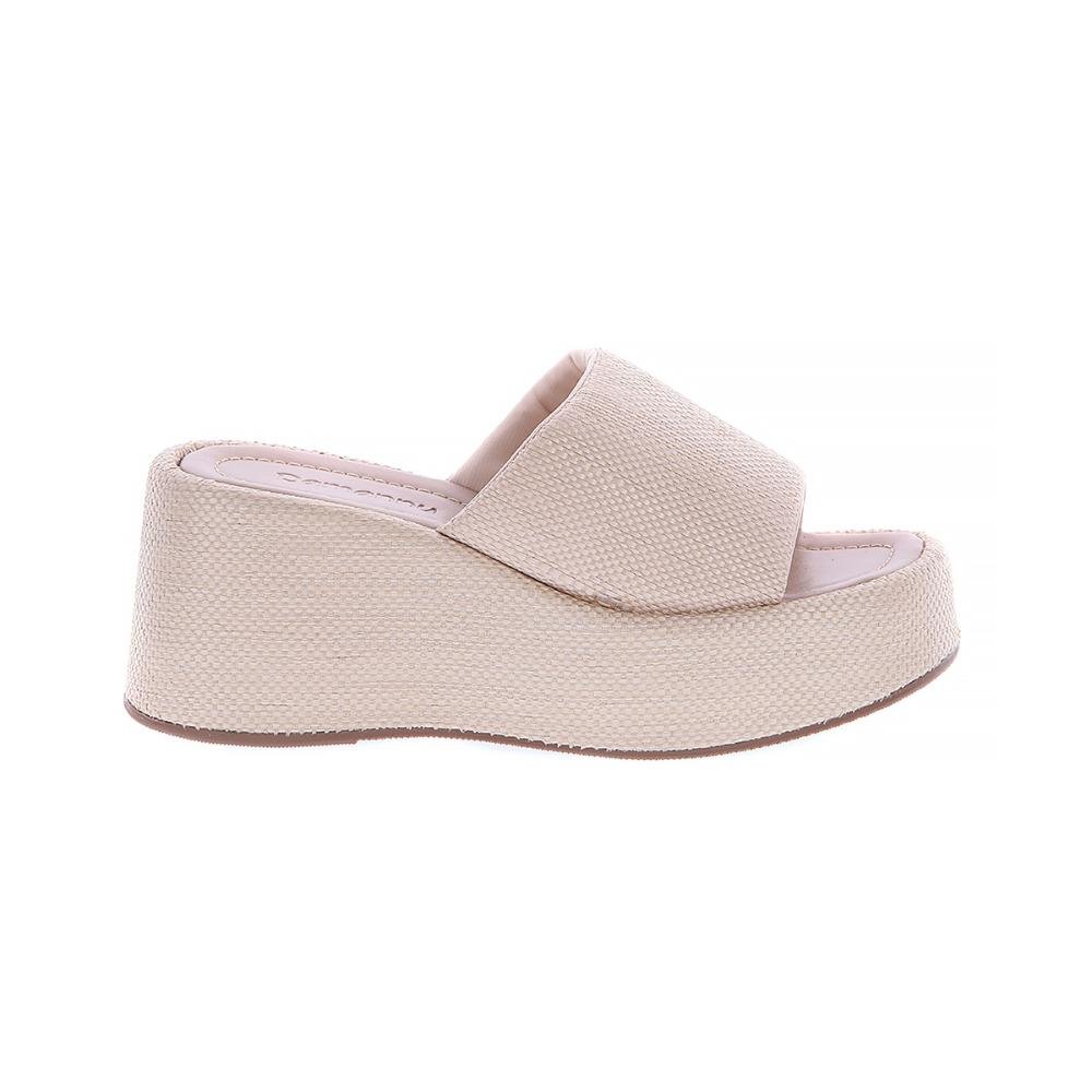 Danusa - Tamanco Plataforma Texturizado Palha Bege