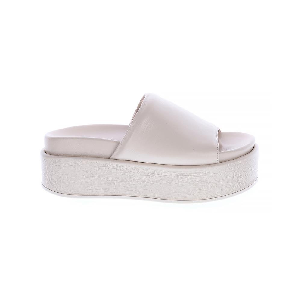 Luma - Flat Tamanco Couro Legítimo Off White