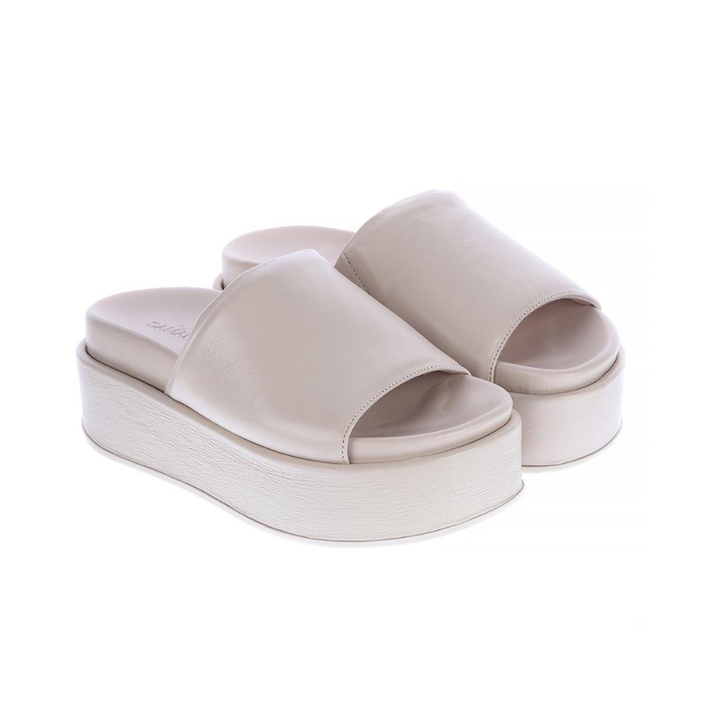 Luma - Flat Tamanco Couro Legítimo Off White Branco 3
