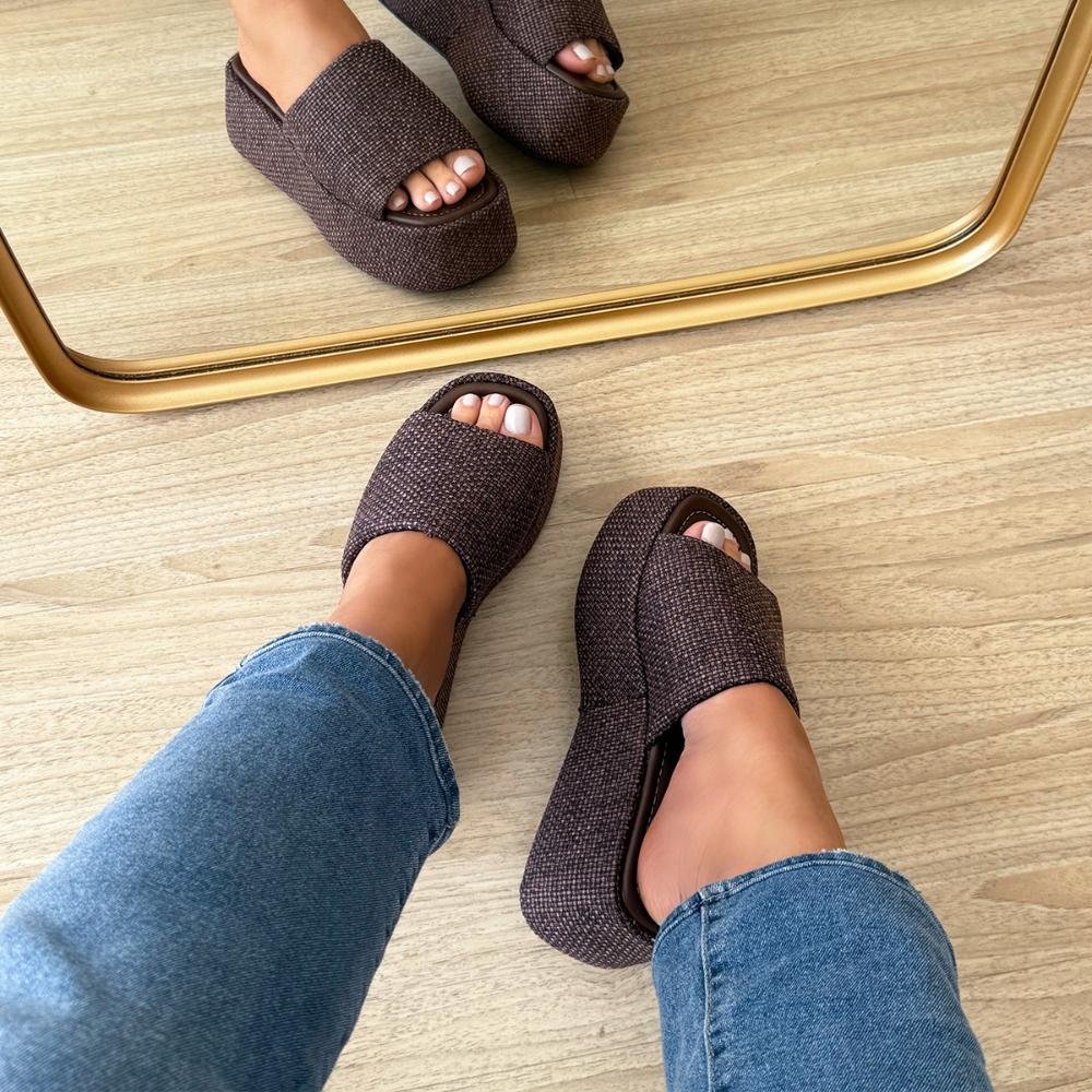 Hazel - Tamanco Plataforma Tramado Marrom Marrom 2