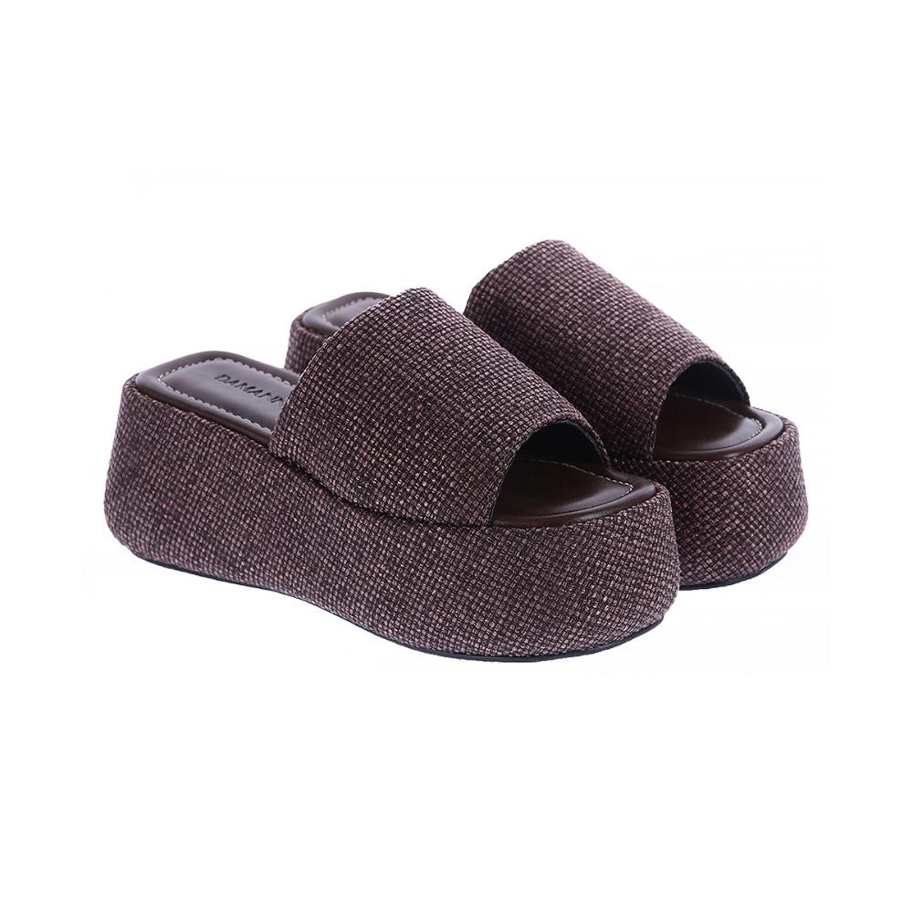 Hazel - Tamanco Plataforma Tramado Marrom Marrom 3