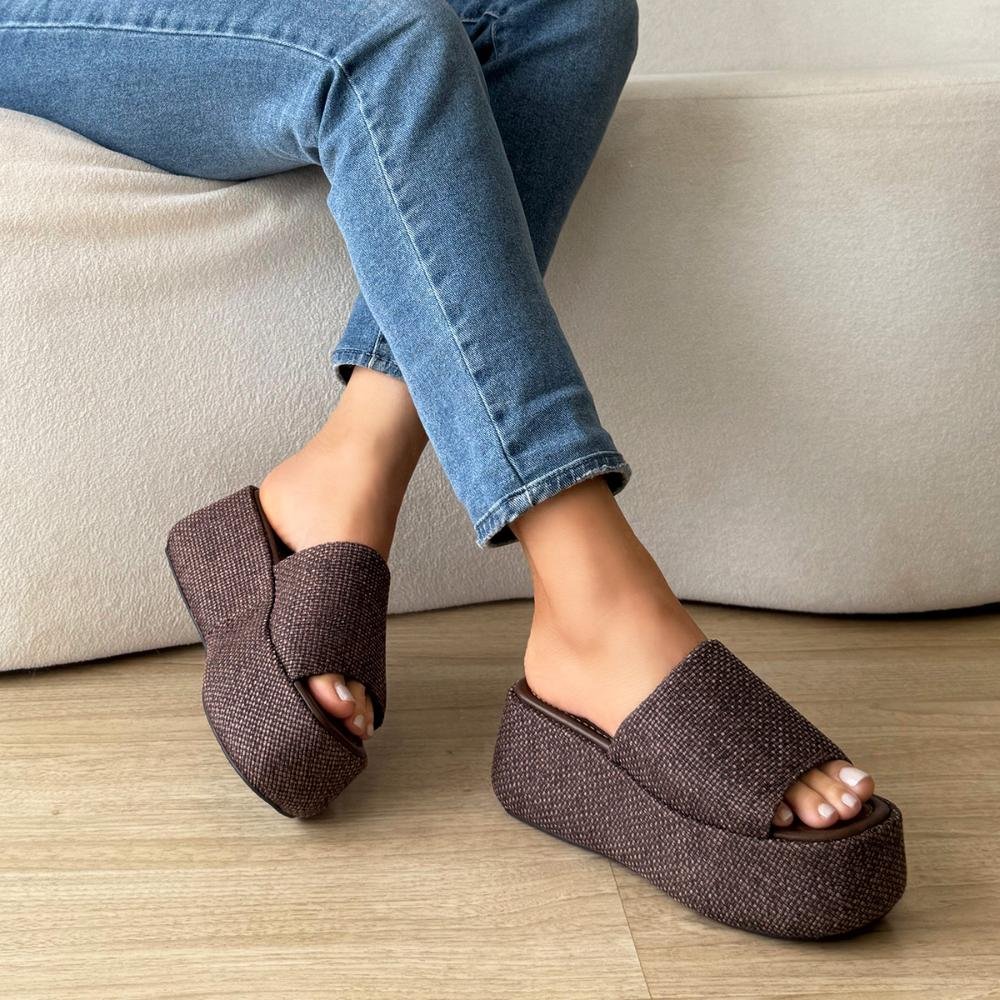 Hazel - Tamanco Plataforma Tramado Marrom Marrom 4