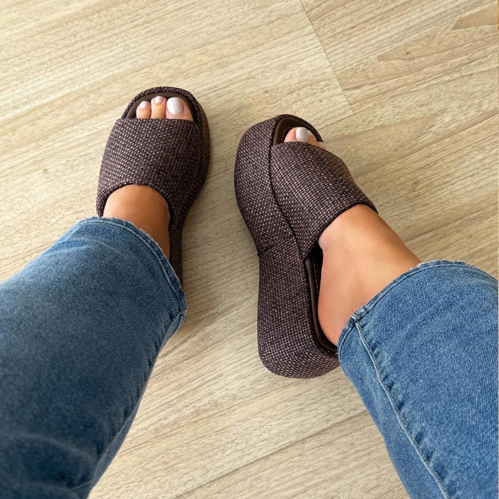 Hazel - Tamanco Plataforma Tramado Marrom Marrom 5