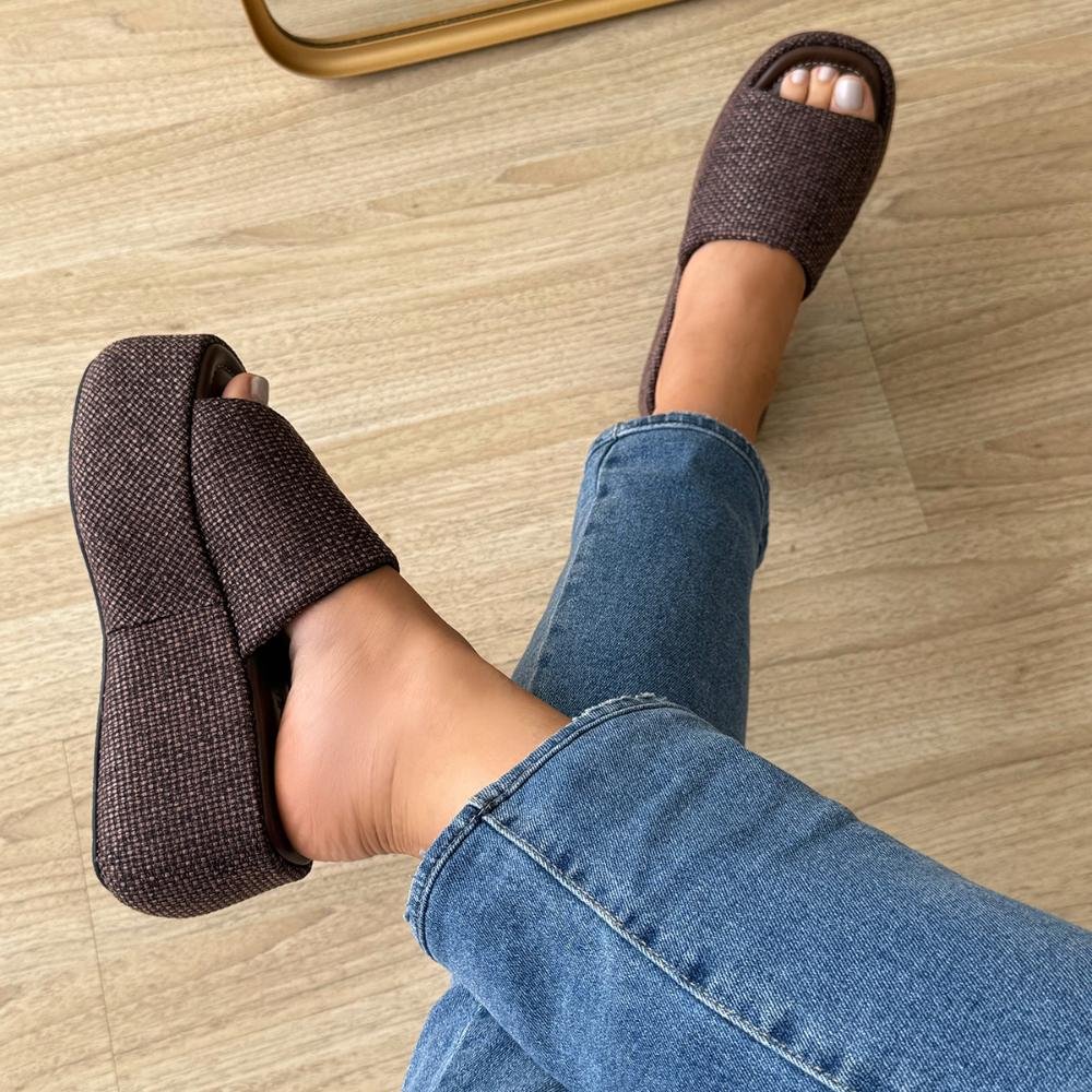 Hazel - Tamanco Plataforma Tramado Marrom Marrom 6