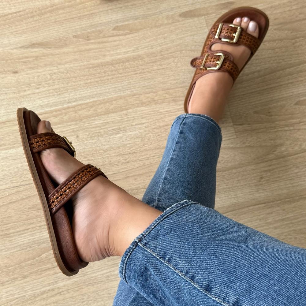 Layla - Papete Tramada Caramelo Fivelas Douradas Caramelo 8