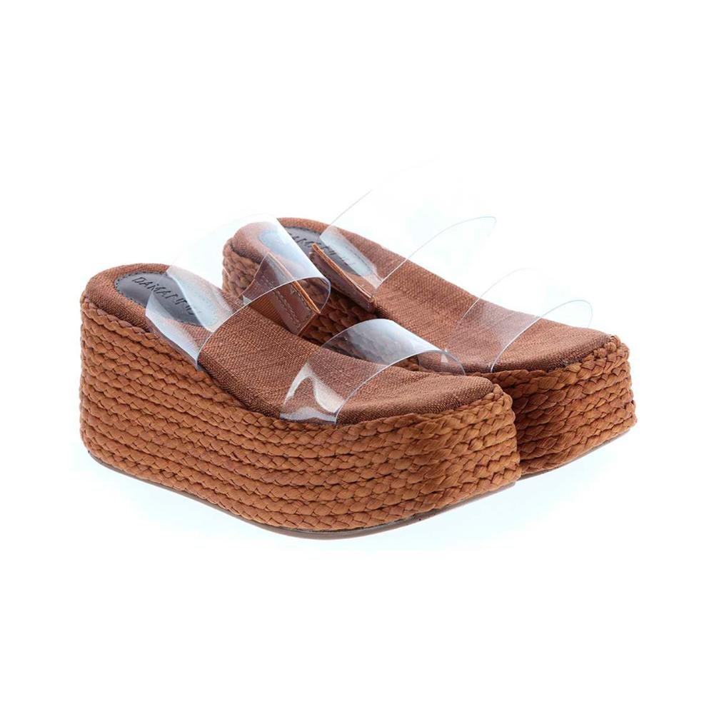 Daniela - Sandália Plataforma Corda Marrom Vinil Transparente Marrom 5