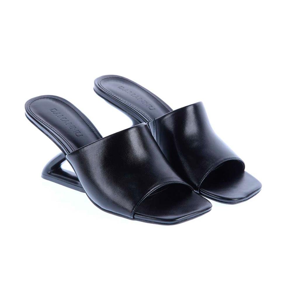 Alanis - Tamanco Salto Geométrico Minimalista Preto 3