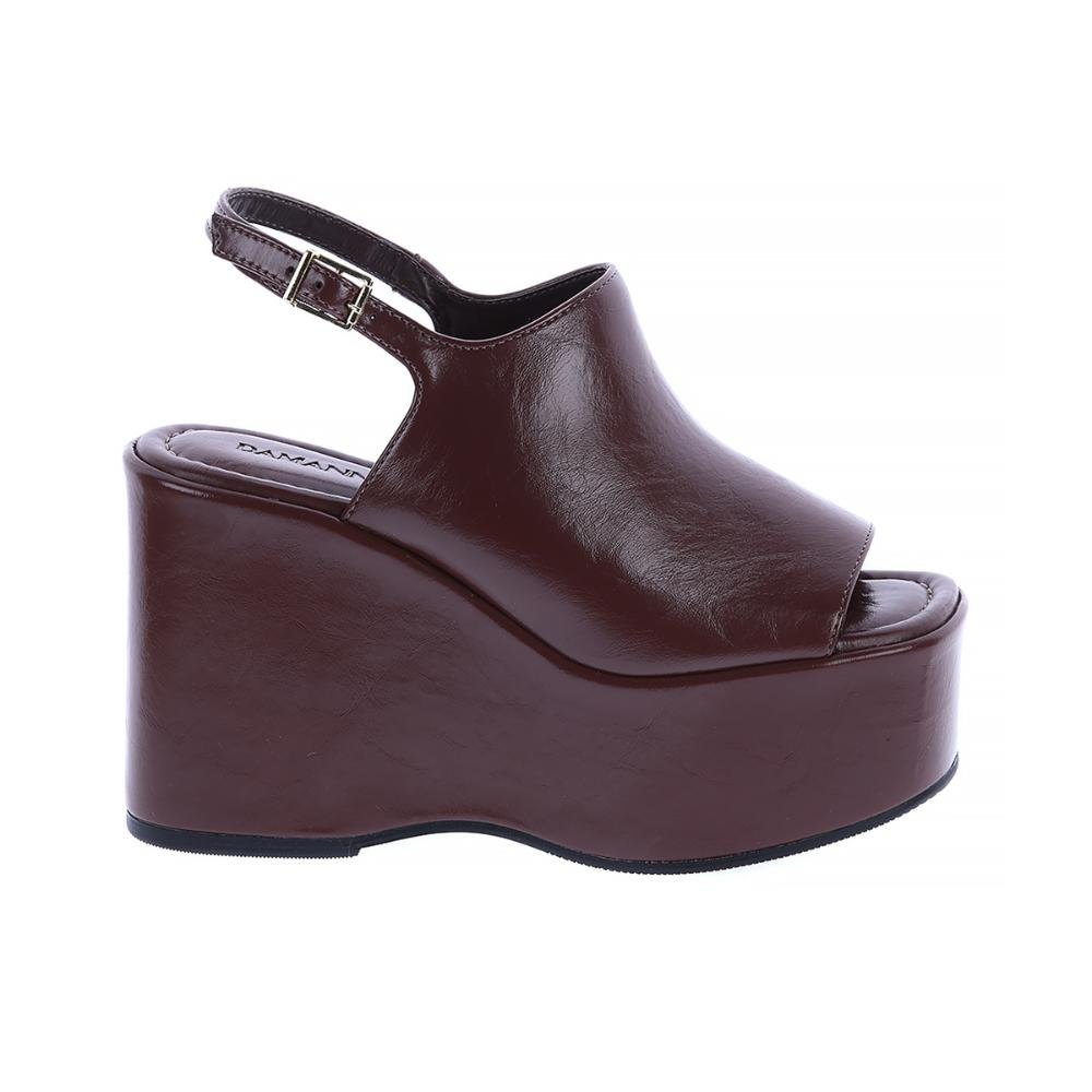 Sibeli - Sandália Plataforma Alta Minimal Marrom