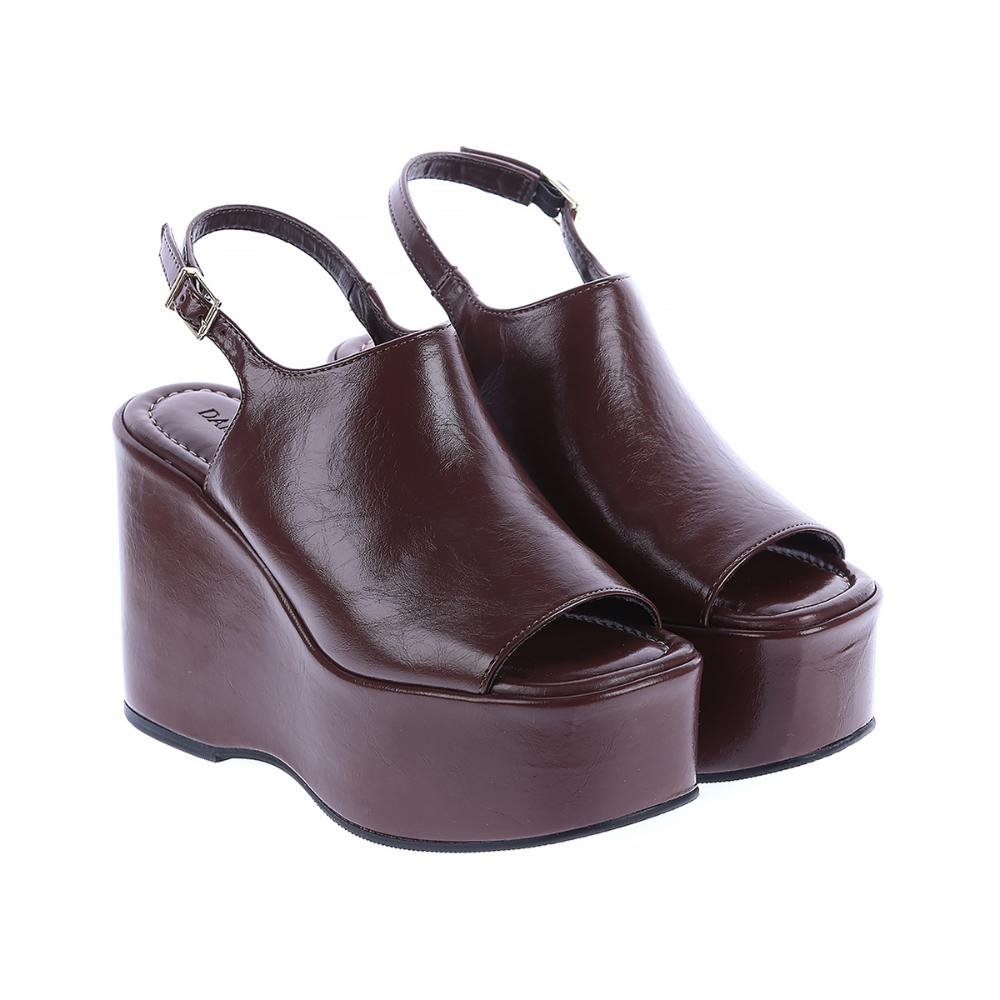 Sibeli - Sandália Plataforma Alta Minimal Marrom Marrom 3