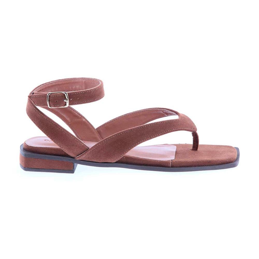 Sasha - Rasteira Feminina Camurça com Tiras e Fivela