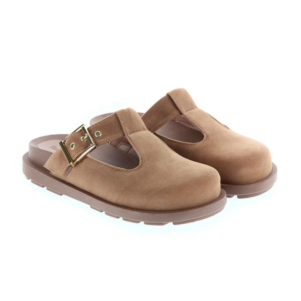 Jamile - Clog Feminino Tratorado Anatômico Camurça Bege Bege 3