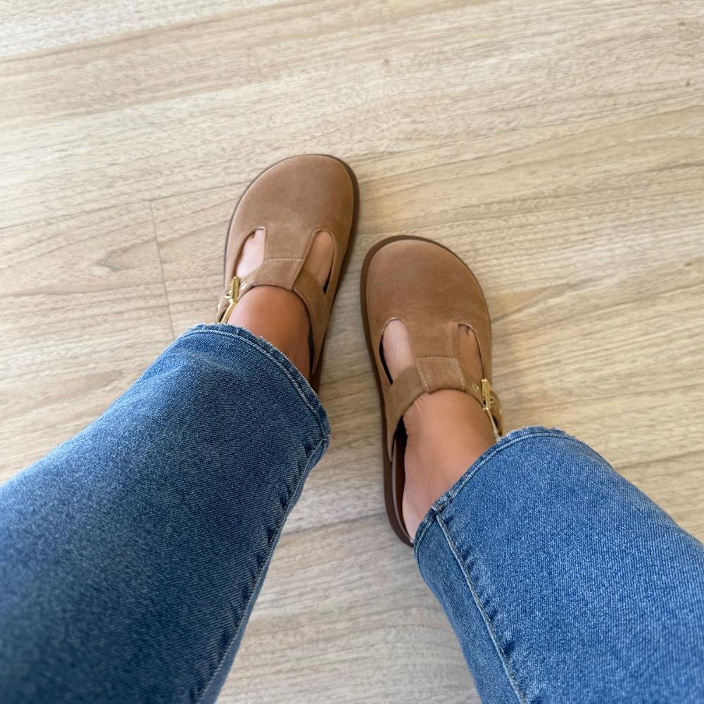 Jamile - Clog Feminino Tratorado Anatômico Camurça Bege Bege 6