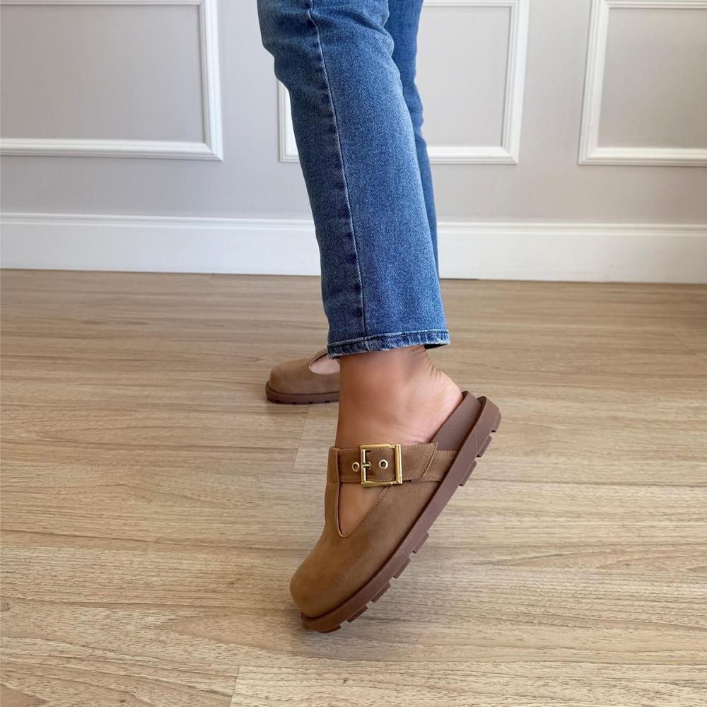 Jamile - Clog Feminino Tratorado Anatômico Camurça Bege Bege 7