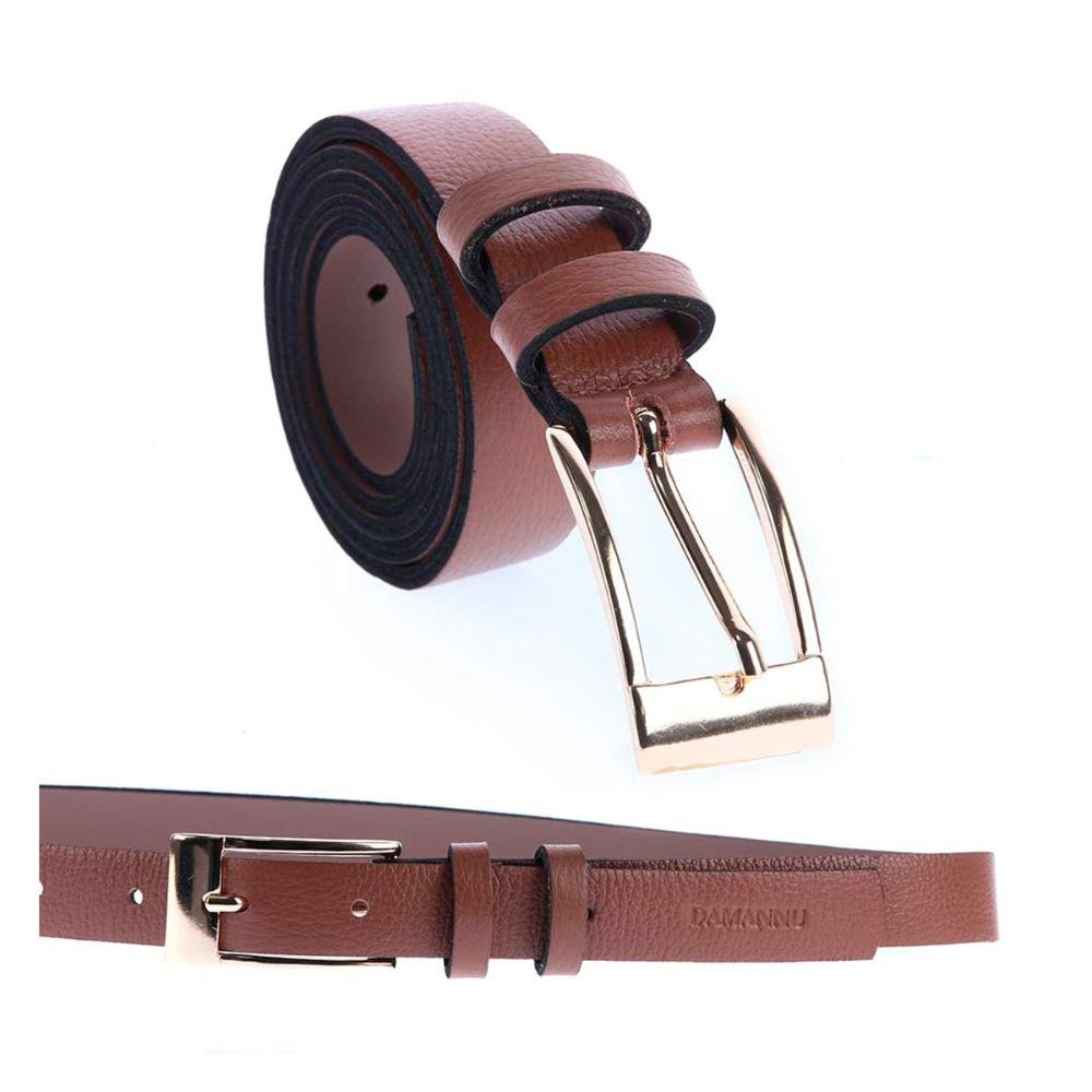 Luana - Cinto Femino Couro Legítimo Caramelo