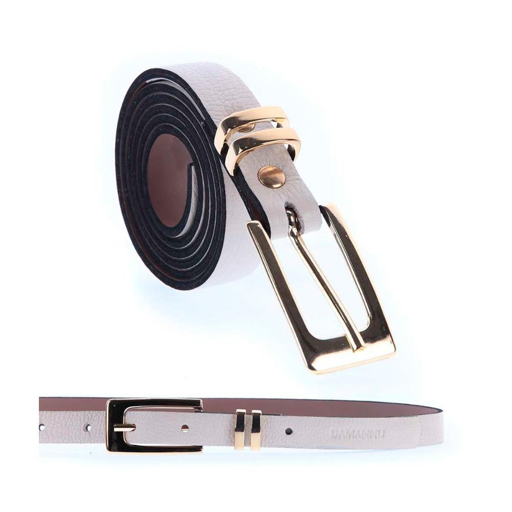 Anne - Cinto Femino Couro Legítimo Off White