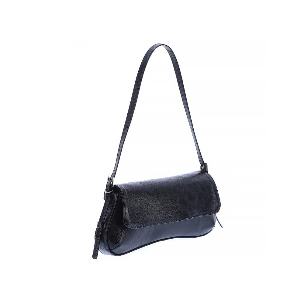 Megan - Bolsa Baguete Minimalista Preta Preto 2