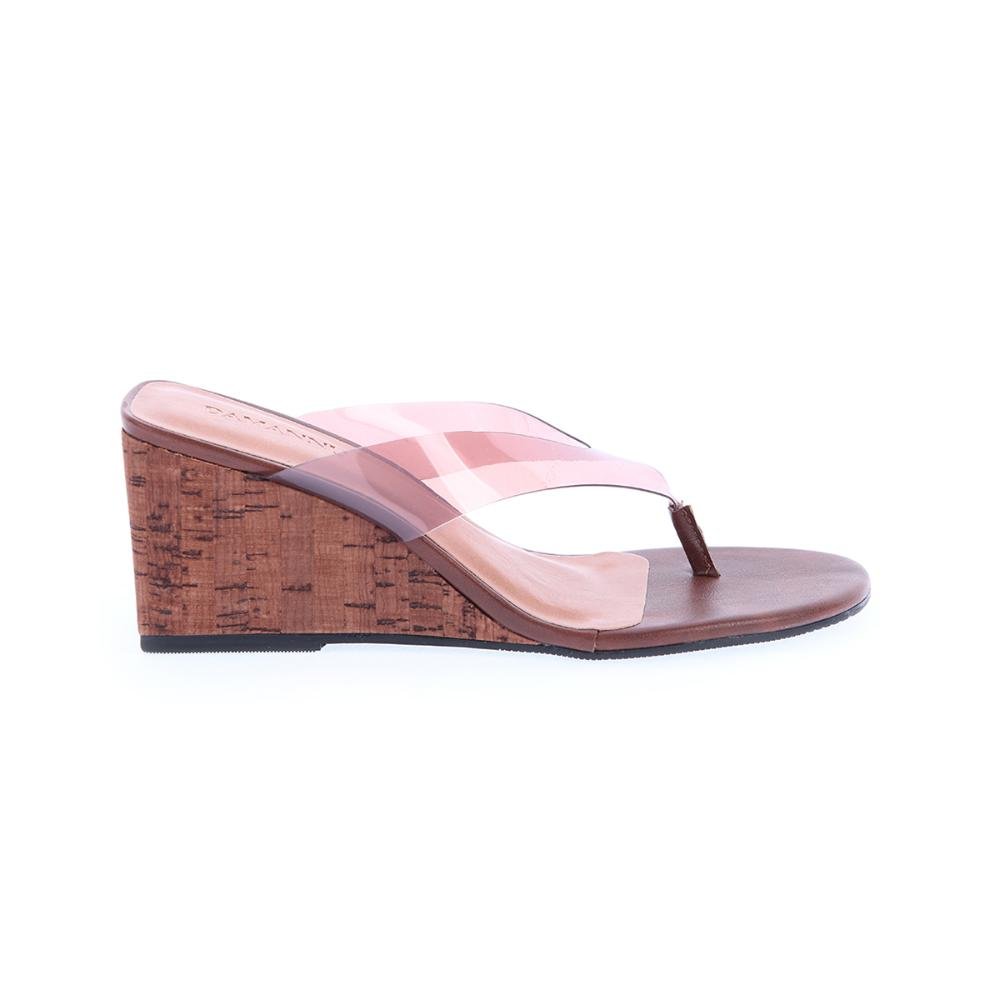 Eliza - Tamanco Plataforma Feminino Vinil Marrom Solado Cortiça