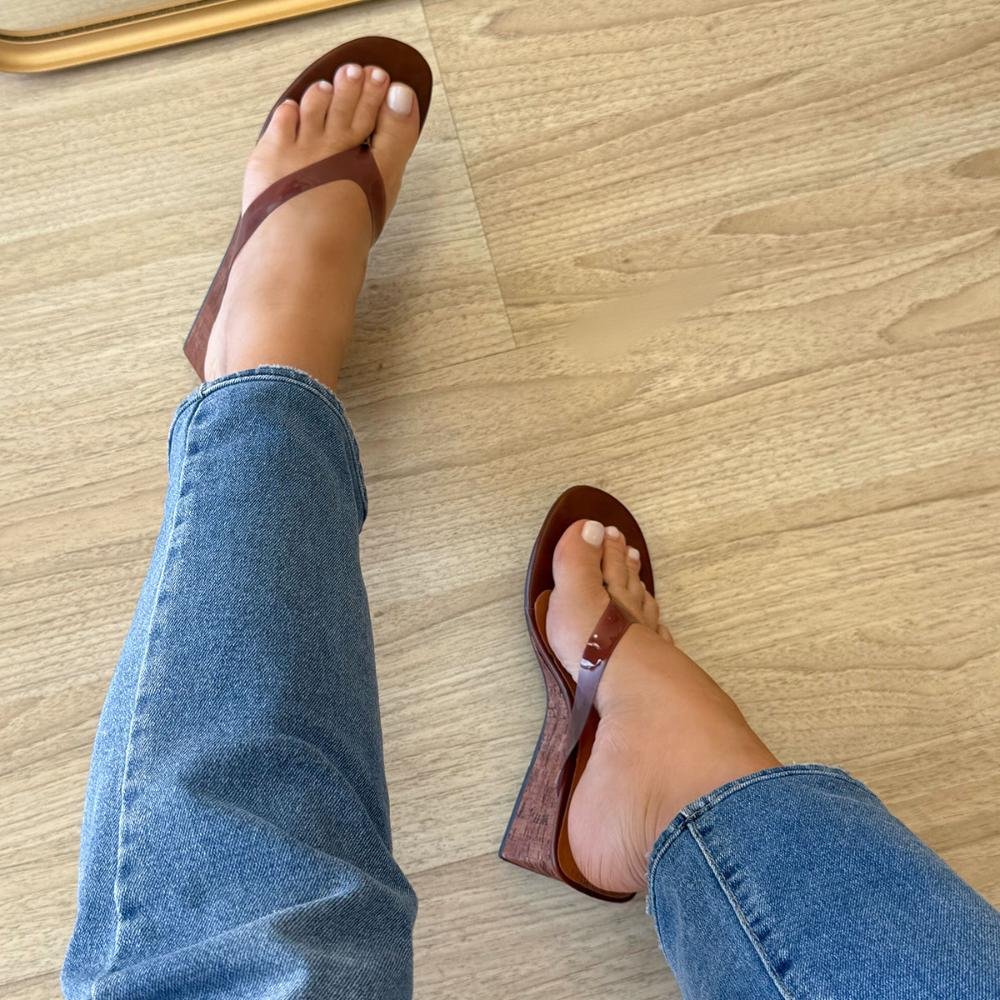 Eliza - Tamanco Plataforma Feminino Vinil Marrom Solado Cortiça Marrom 5