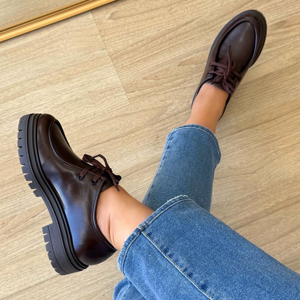 Joyce - Mocassim Feminino Tratorado Marrom Café 5