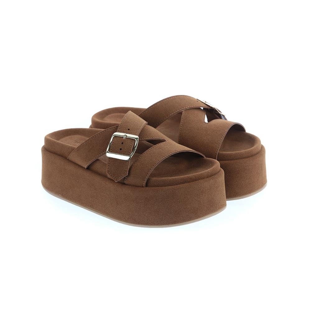 Anita - Flat Plataforma Caramelo com Fivela Ajustável Marrom 2