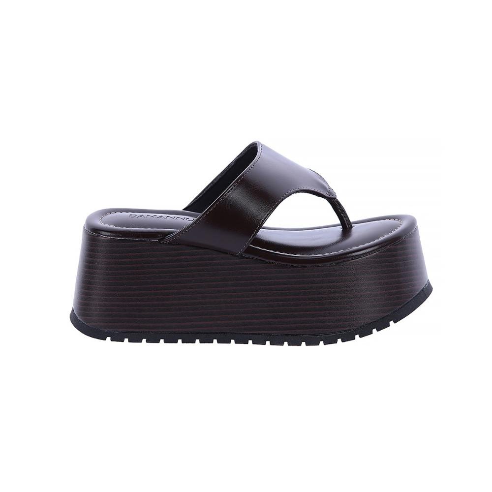 Sophie - Tamanco Flatform Tratorado Marrom
