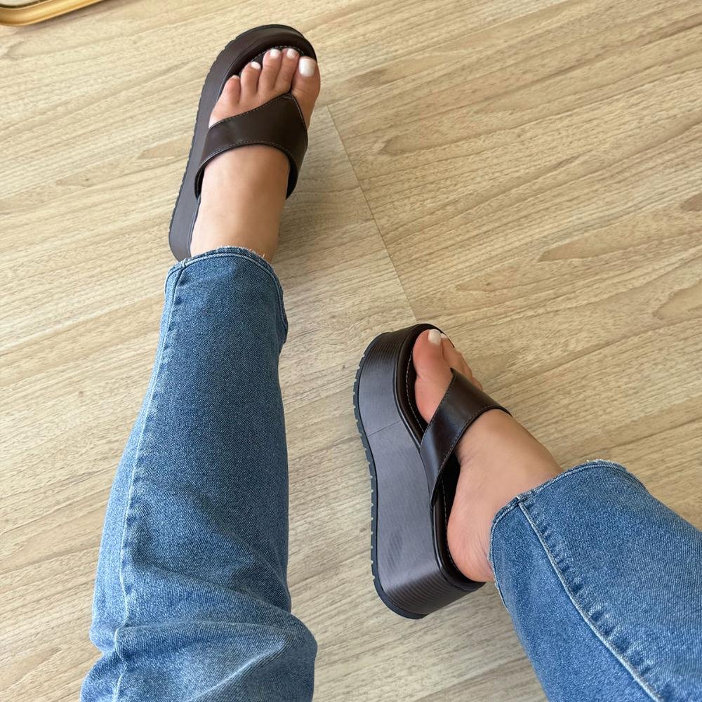 Sophie - Tamanco Flatform Tratorado Marrom Marrom 4
