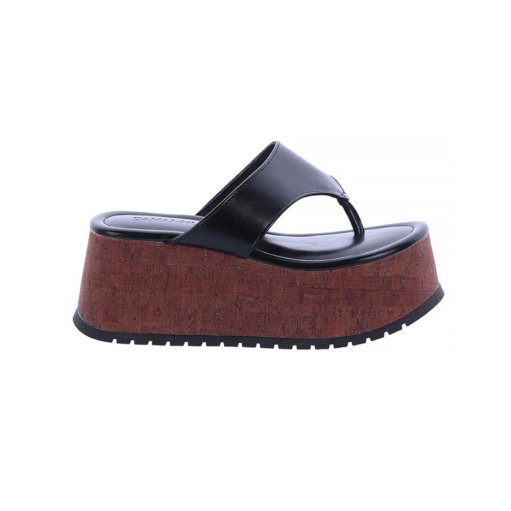 Sophie - Tamanco Flatform Tratorado Preto