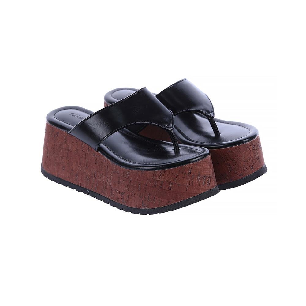 Sophie - Tamanco Flatform Tratorado Preto Preto 2