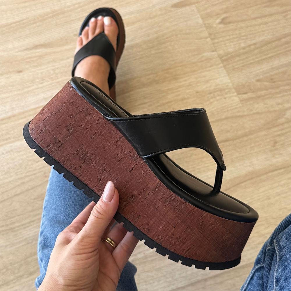 Sophie - Tamanco Flatform Tratorado Preto Preto 5