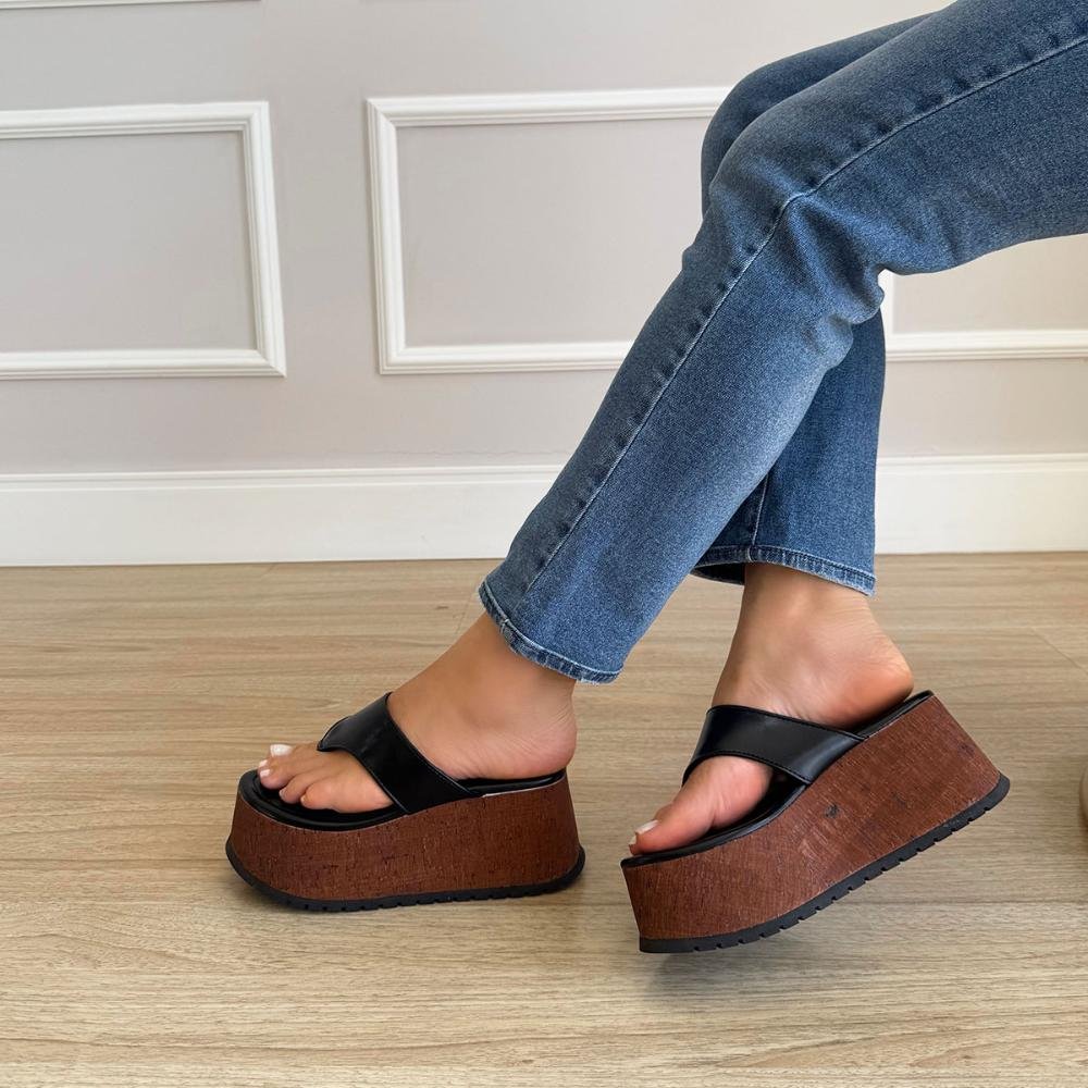 Sophie - Tamanco Flatform Tratorado Preto Preto 6