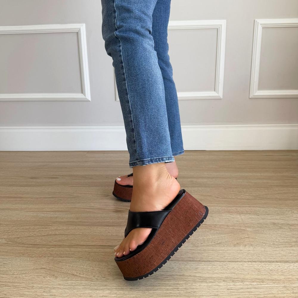 Sophie - Tamanco Flatform Tratorado Preto Preto 7