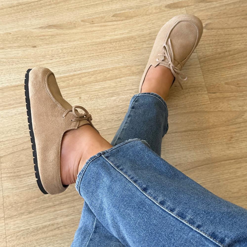 Sandy - Mule Feminino Camurça de Couro Legítimo Bege Bege 7