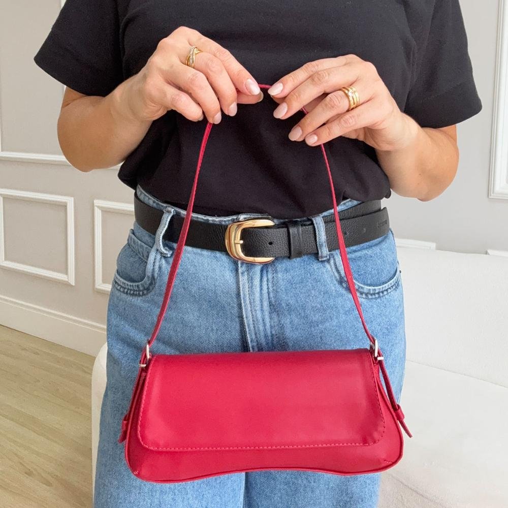 Megan - Bolsa Baguete Minimalista Malbec Vermelho 3