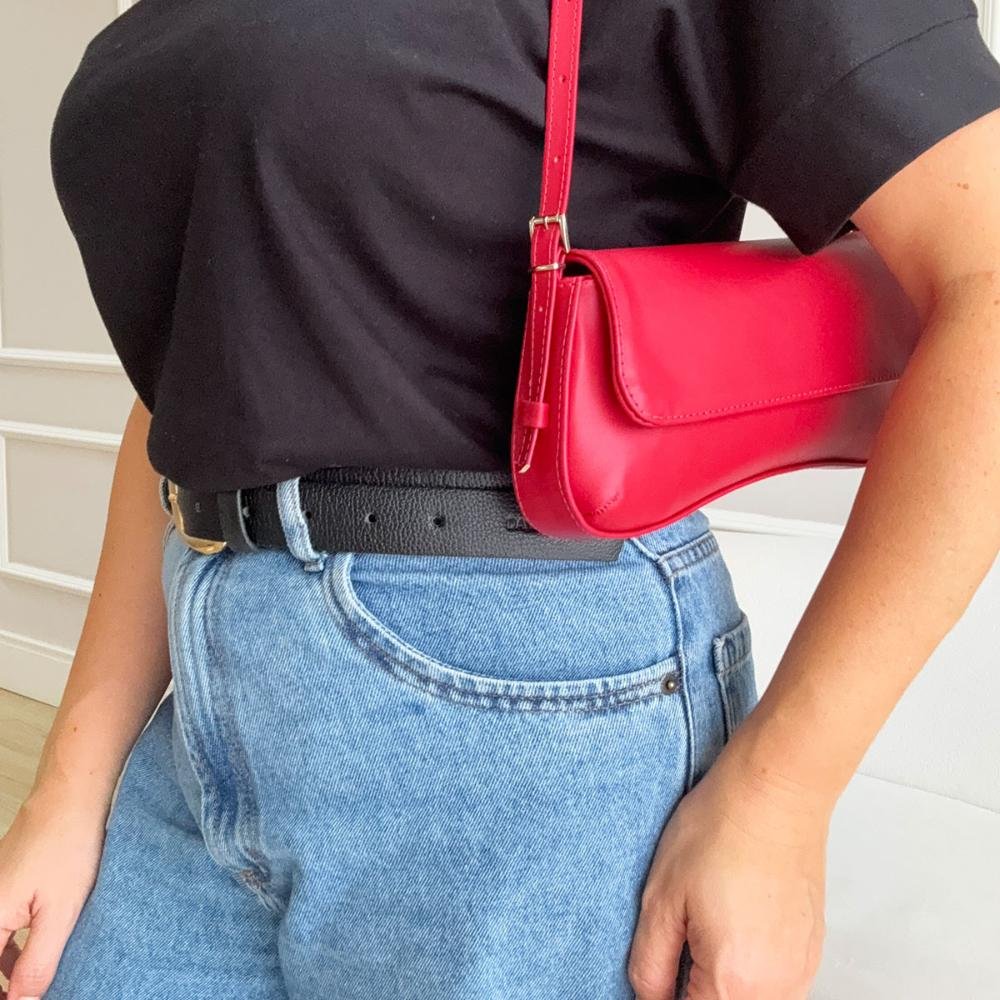 Megan - Bolsa Baguete Minimalista Malbec Vermelho 4