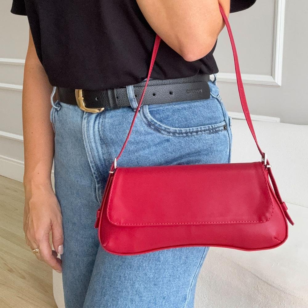 Megan - Bolsa Baguete Minimalista Malbec Vermelho 5