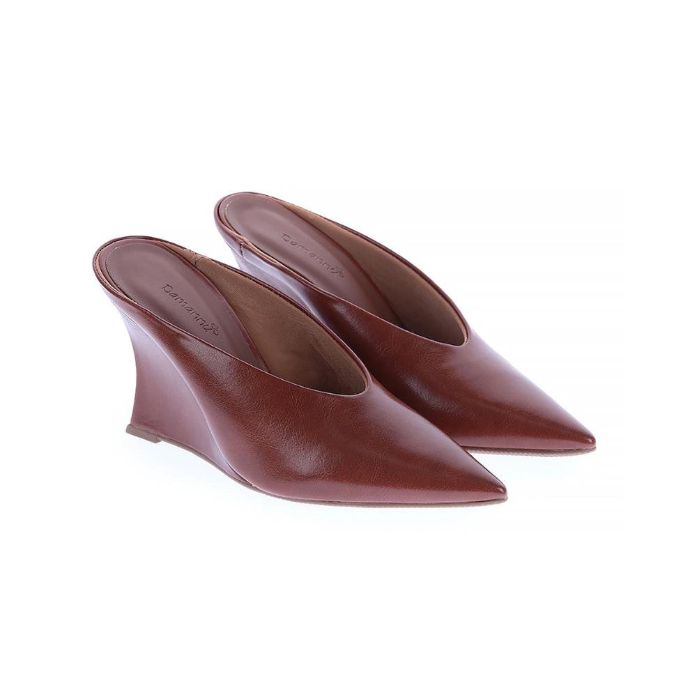 Olivia - Mule Anabela Bico Fino Caramelo Marrom 2