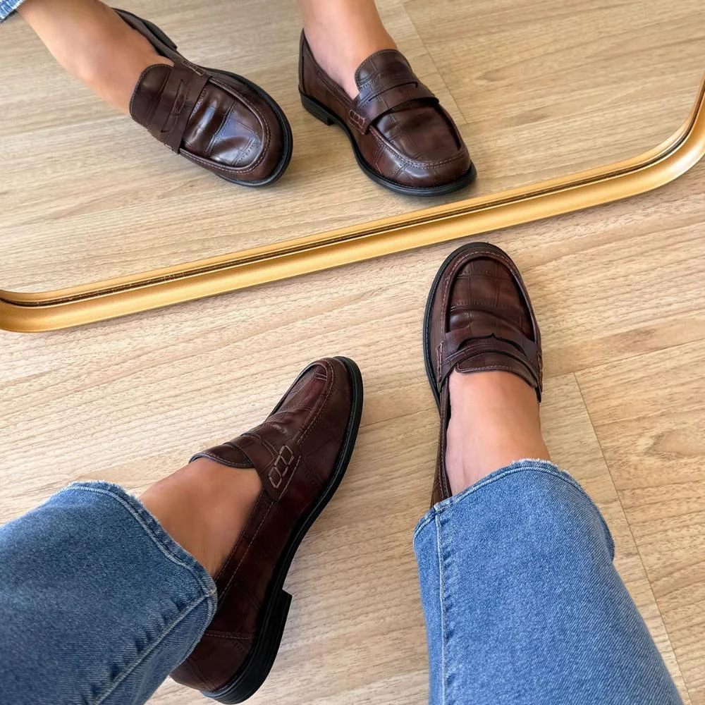 Charlotte - Mocassim Feminino Croco Marrom Marrom 3