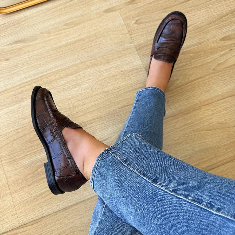 Charlotte - Mocassim Feminino Croco Marrom Marrom 6