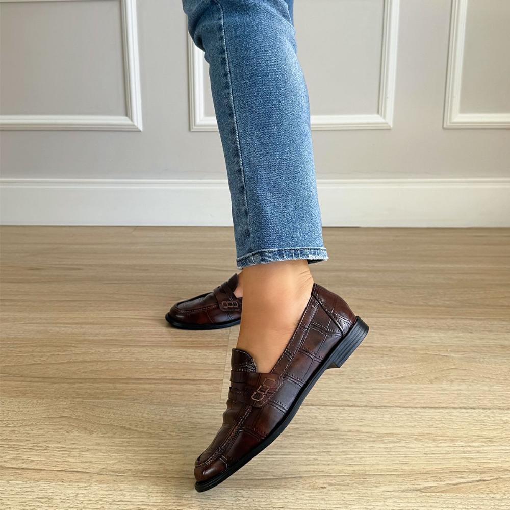 Charlotte - Mocassim Feminino Croco Marrom Marrom 7