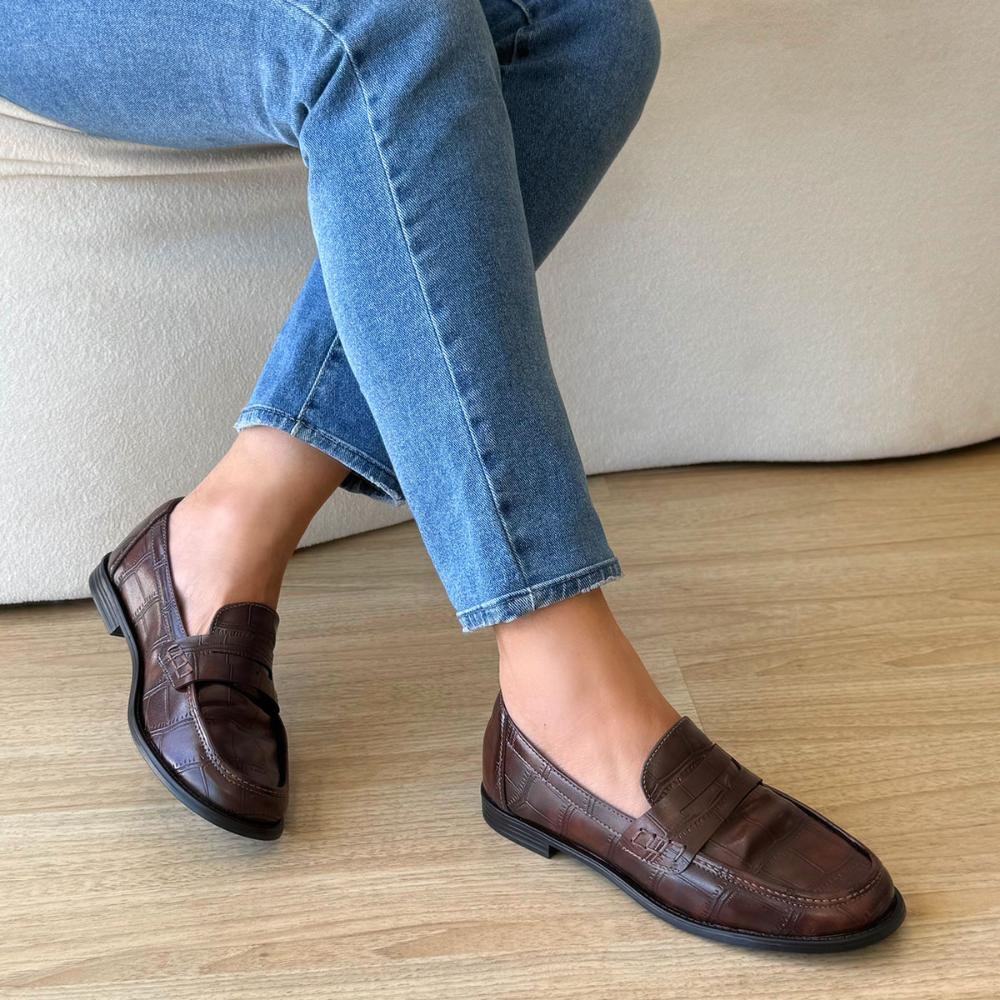 Charlotte - Mocassim Feminino Croco Marrom Marrom 8