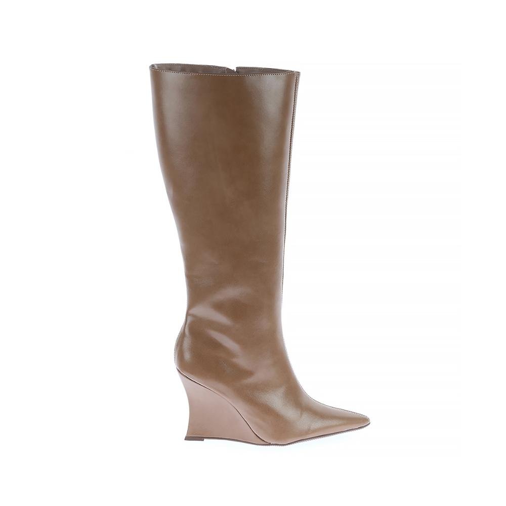 Kelly - Bota Feminina Cano Alto Salto Anabela Bege