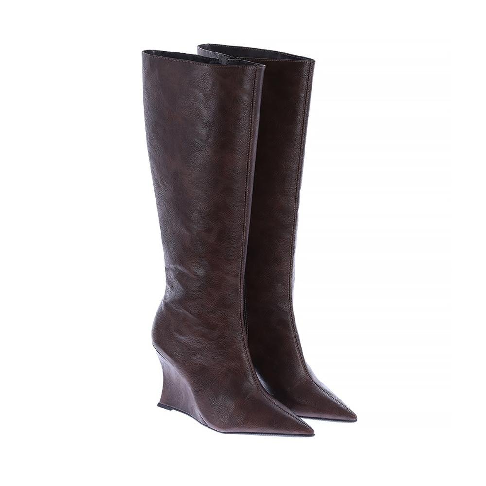 Kelly - Bota Feminina Cano Alto Salto Anabela Cacau Café 2