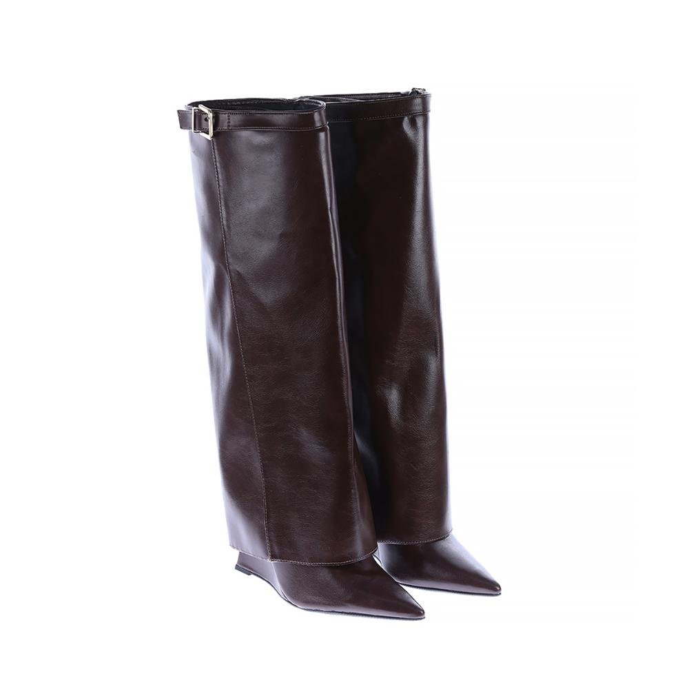 Faby - Bota Feminina 2 em 1 Salto Alto Marrom Café 2