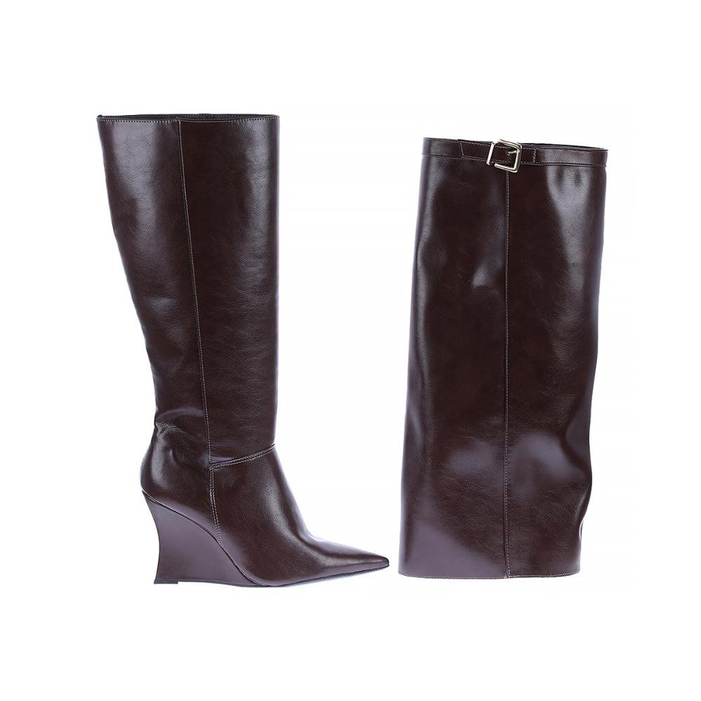 Faby - Bota Feminina 2 em 1 Salto Alto Marrom Café 3