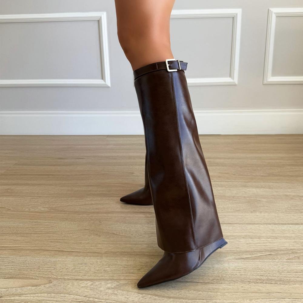 Faby - Bota Feminina 2 em 1 Salto Alto Marrom Café 8