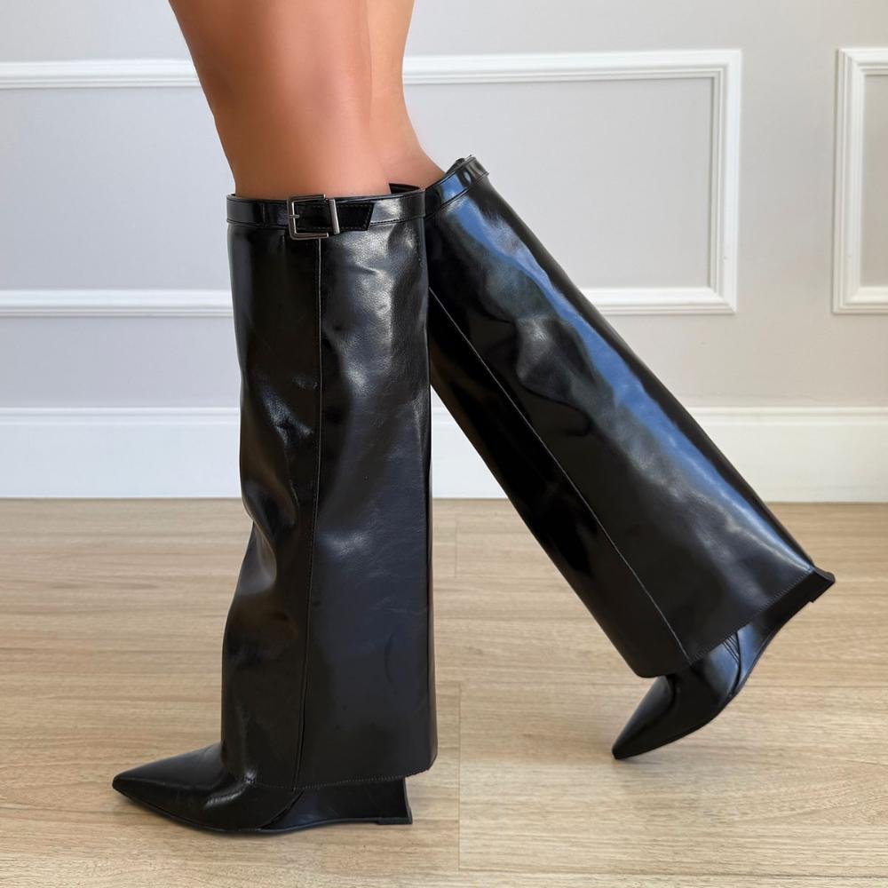 Faby - Bota Feminina 2 em 1 Salto Alto Preta Preto 4