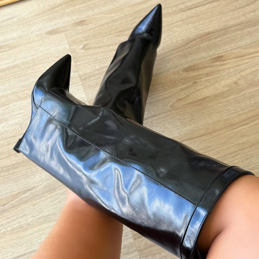 Faby - Bota Feminina 2 em 1 Salto Alto Preta Preto 5