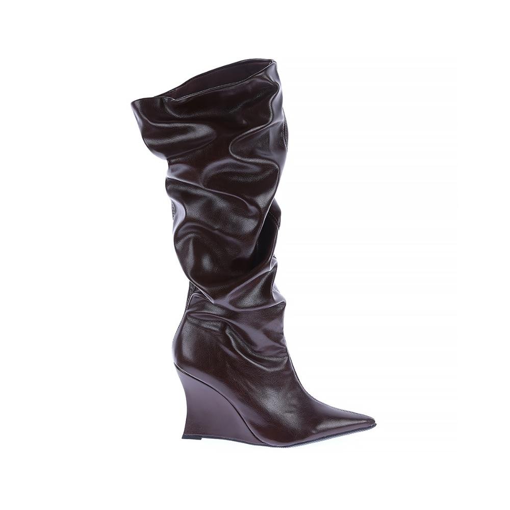 Jasmine - Bota Feminina Slouchy Cano Alto Café