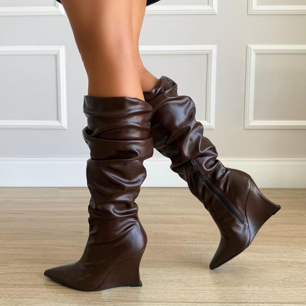 Jasmine - Bota Feminina Slouchy Cano Alto Café Marrom 4